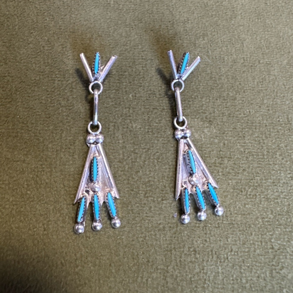 Elegant Silver and Turquoise Dangle Earrings